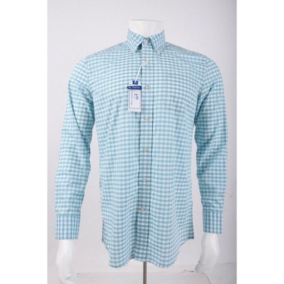 Southern Tide Mens Collins Checked Shirt S Blue Mint Green Plaid Classic Fit NWT